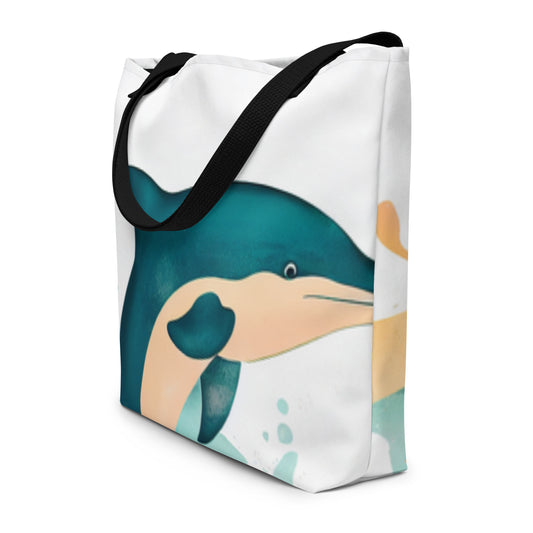 Dolphin Splash Print Large Tote Bag