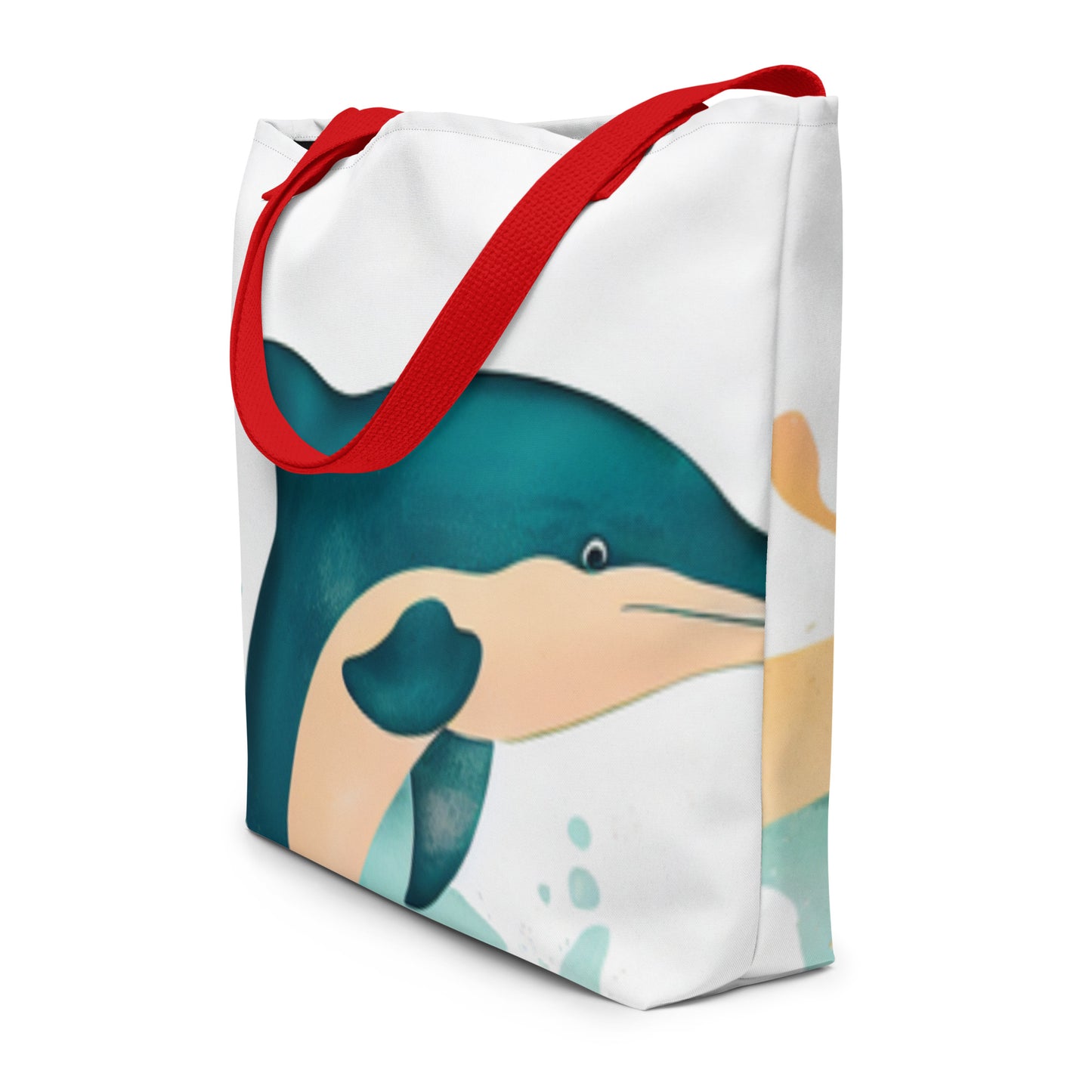 Dolphin Splash Print Large Tote Bag