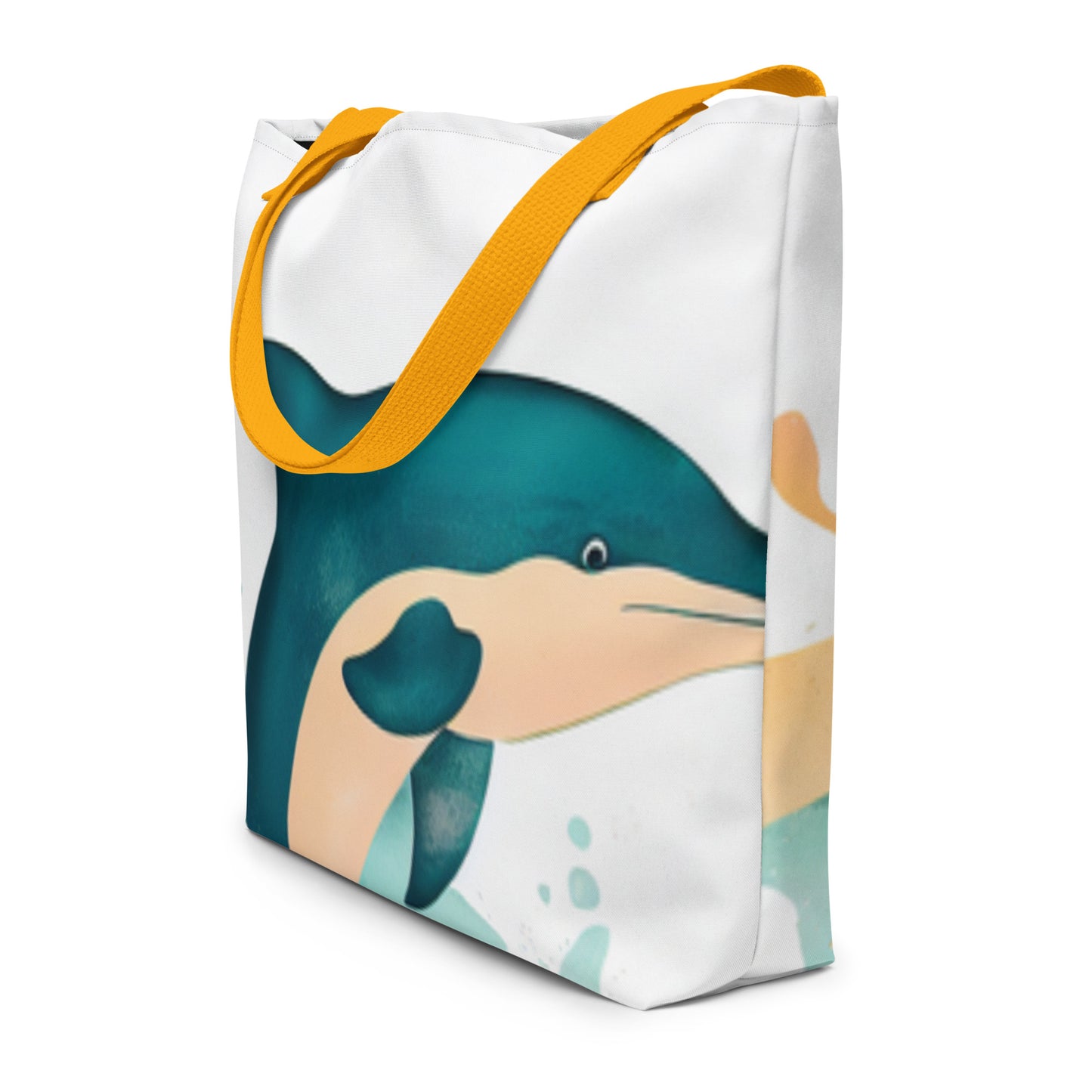 Dolphin Splash Print Large Tote Bag