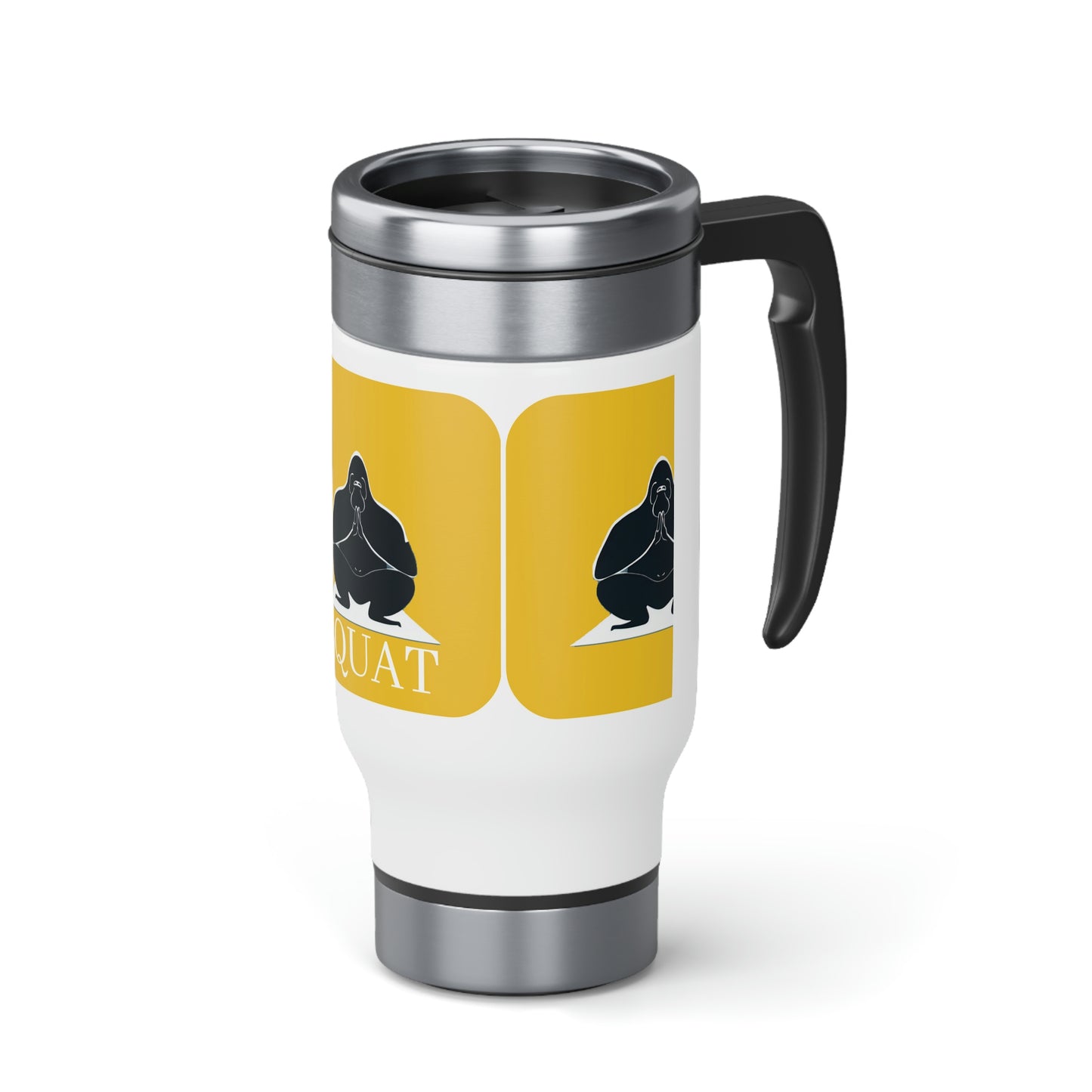 Squat Stainless Steel Travel Mug with Handle, 14oz