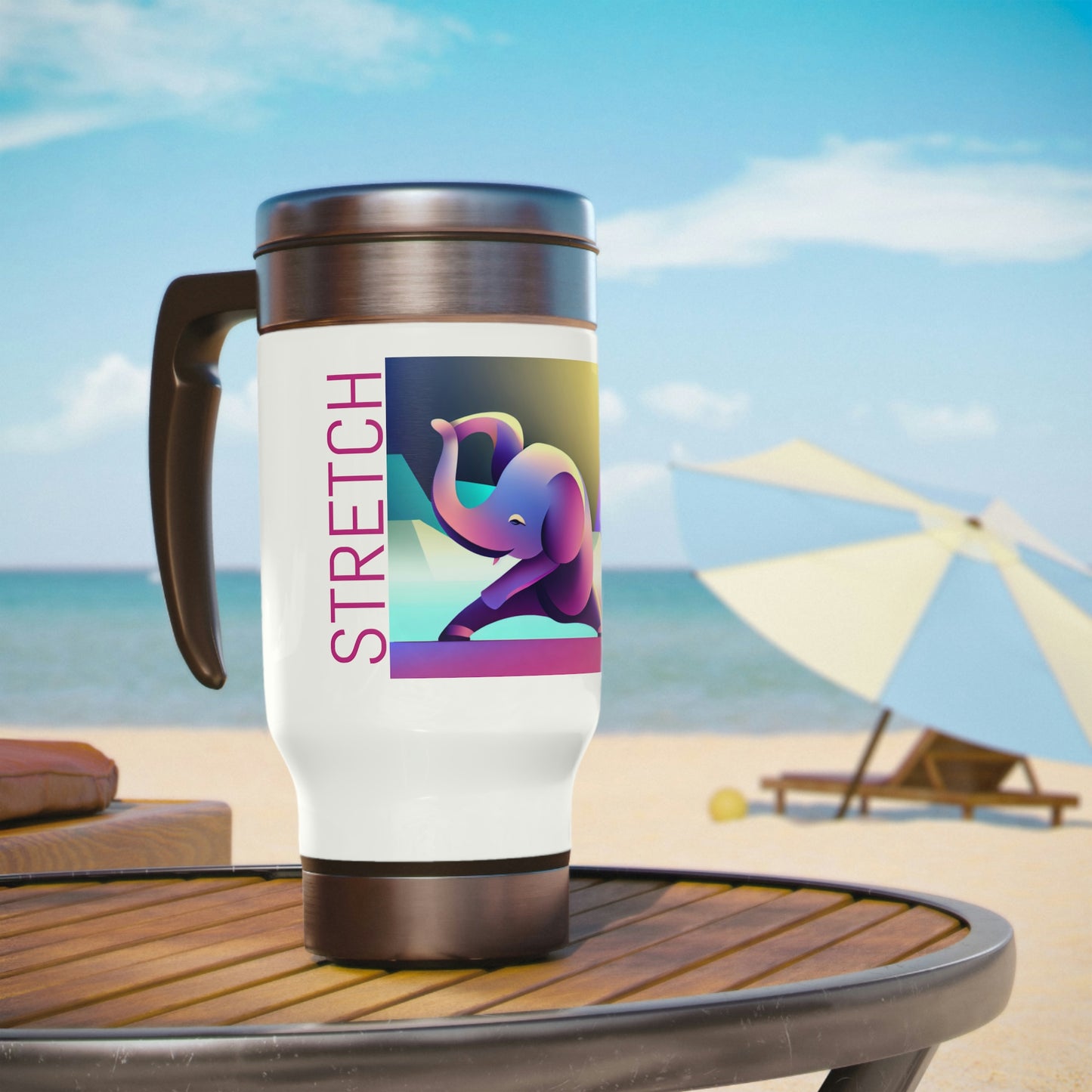 Stretch ON  Stainless Steel Travel Mug with Handle, 14oz