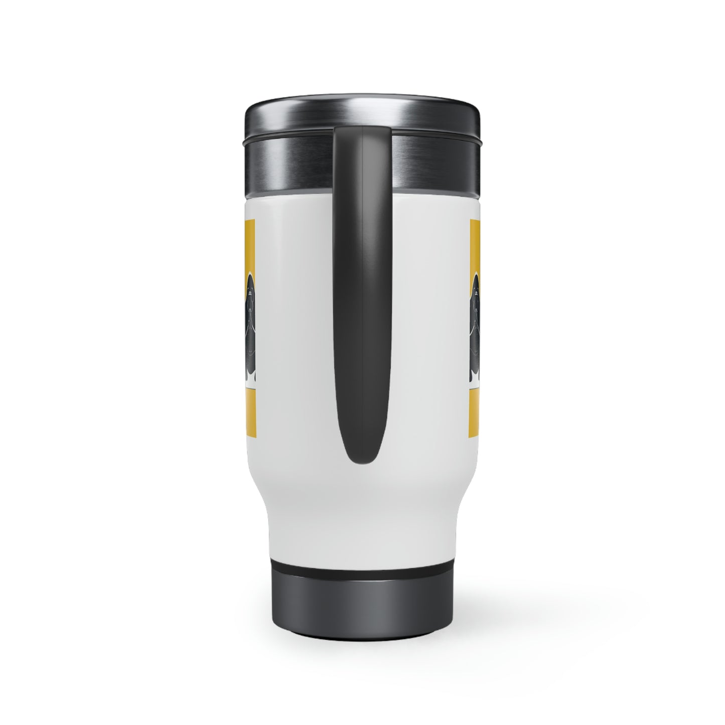 Squat Stainless Steel Travel Mug with Handle, 14oz