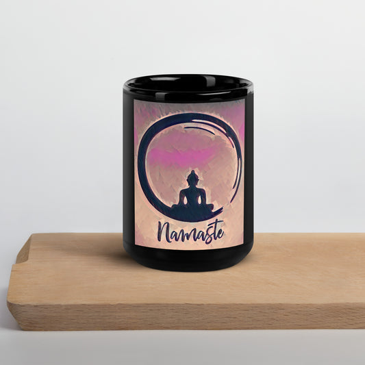 Black Glossy Namaste Mug