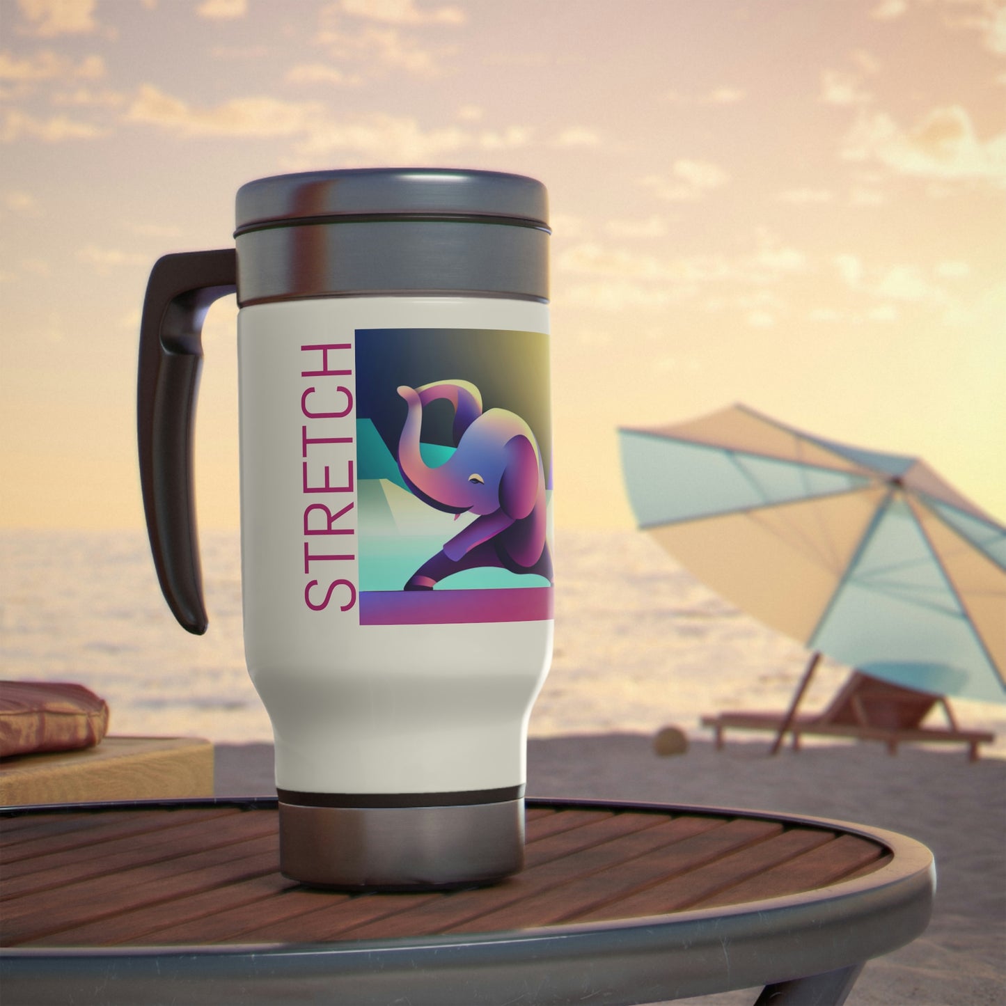 Stretch ON  Stainless Steel Travel Mug with Handle, 14oz